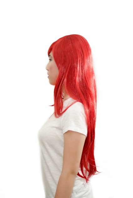 Erza cosplay wig side view