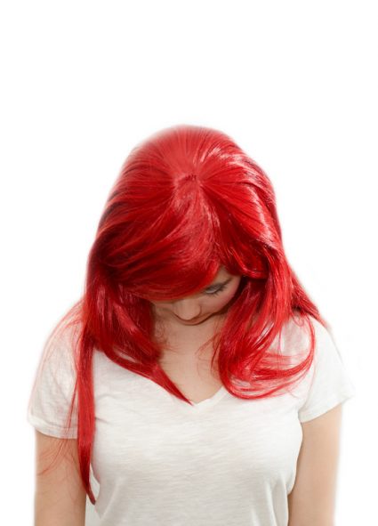 Erza cosplay wig top view