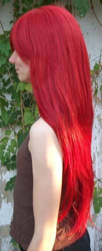 Erza cosplay wig side view