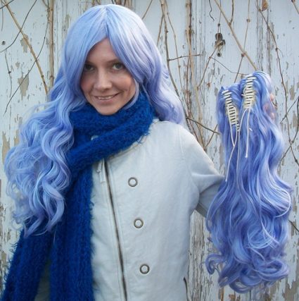 Gothic Lolipocalypse Sapphire Champagne - lavender lolita cosplay wig clip view