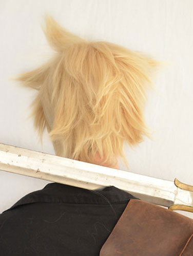 Cloud Strife cosplay wig back view