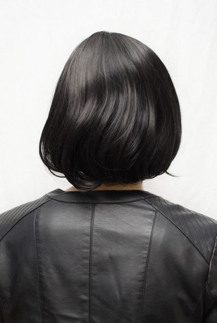 black bob cosplay wig back view