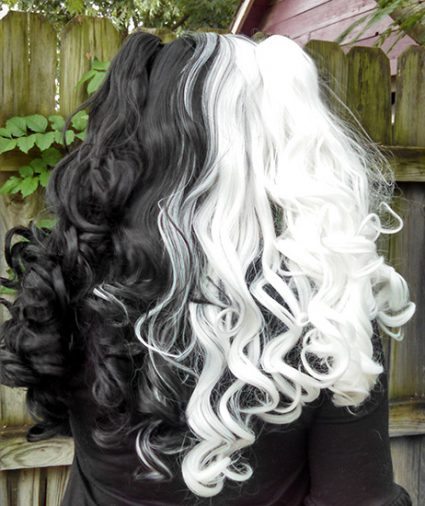 black and white split Gothic Lolipocalypse wig back view
