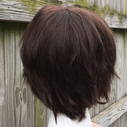 Dark brown wig back view