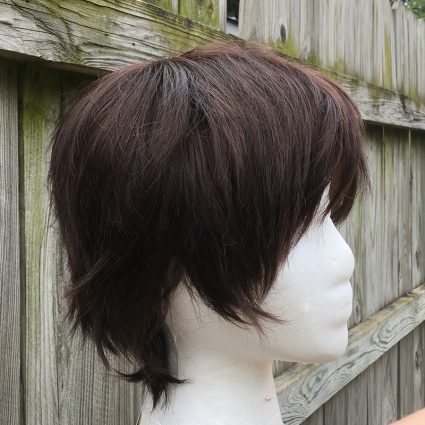 Dark brown wig side view