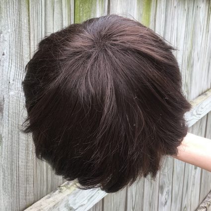 Dark brown wig top view