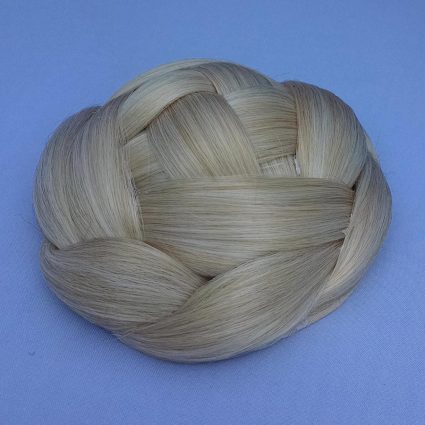 braided bun in "friendship blond" color