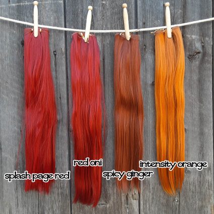 wefts in red and orange