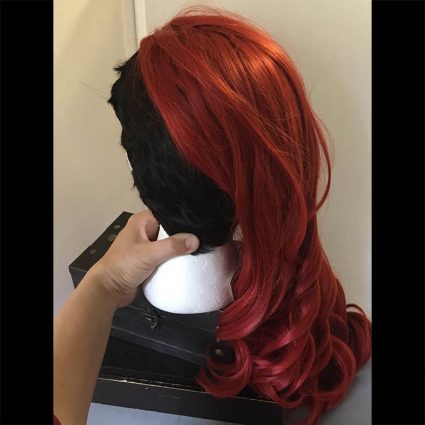 Aubrey cosplay wig back view showing undercut