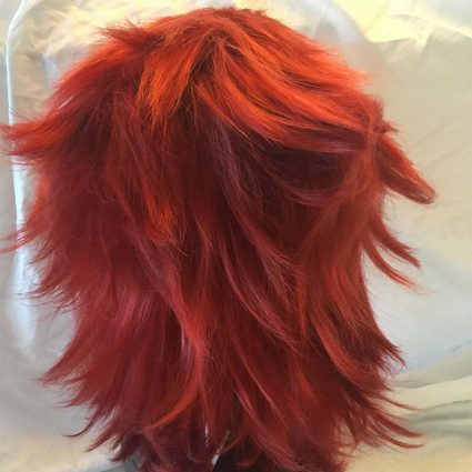 Kirishima cosplay wig back view, fluffed