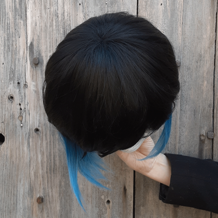 Inosuke cosplay wig top view