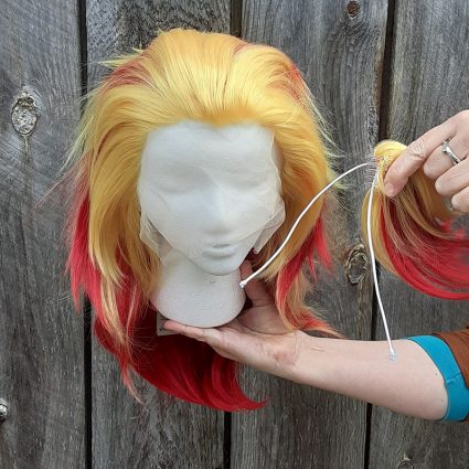 Kyojuro cosplay wig clip view