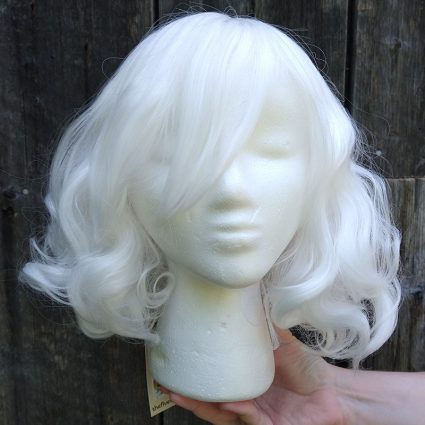 fluffy white cosplay wig