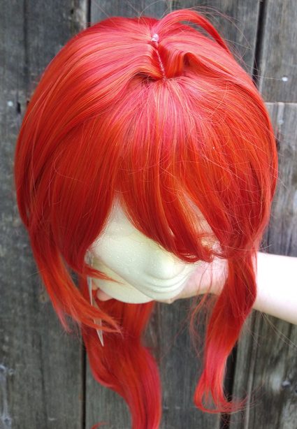 Diluc cosplay wig top view