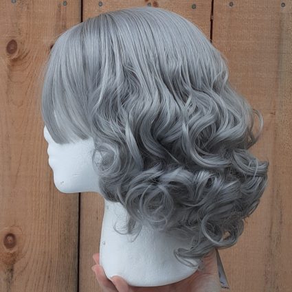 Silver fashion wig side view
