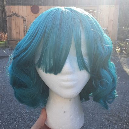 Teal fashion wig sunlight view