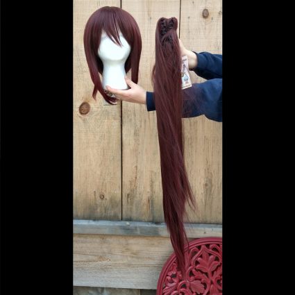 Hu Tao cosplay wig ponytail clip view