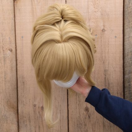 Jean cosplay wig top view with ponytail
